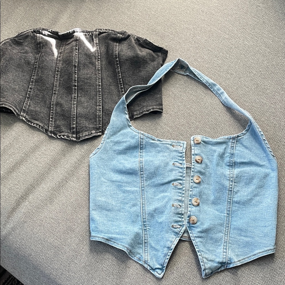 SHEIN Black sz Medium fits like a small and Blue Denim Crop Sz SmallTops
